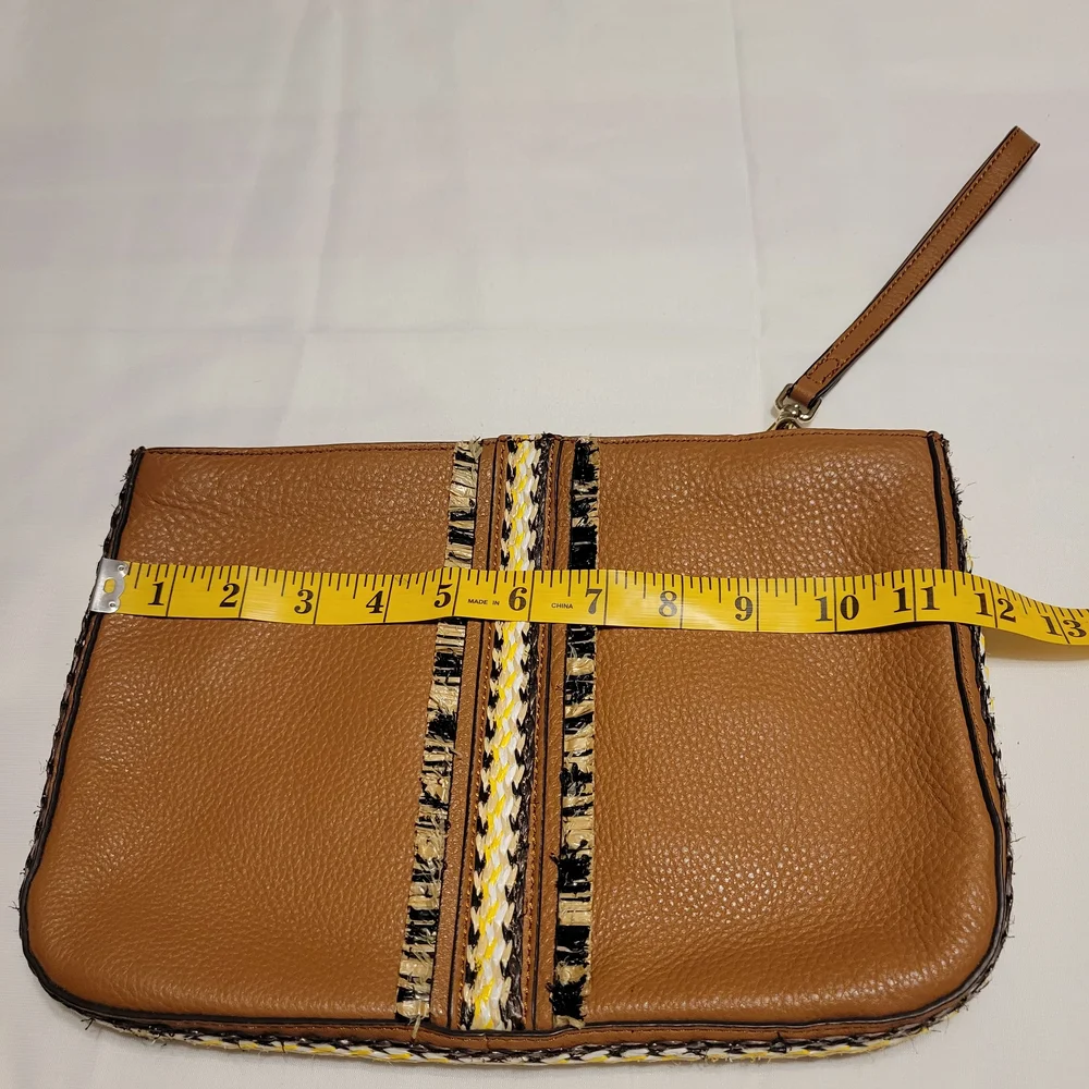 Vince Camuto Tan Wristlet with Woven Accents